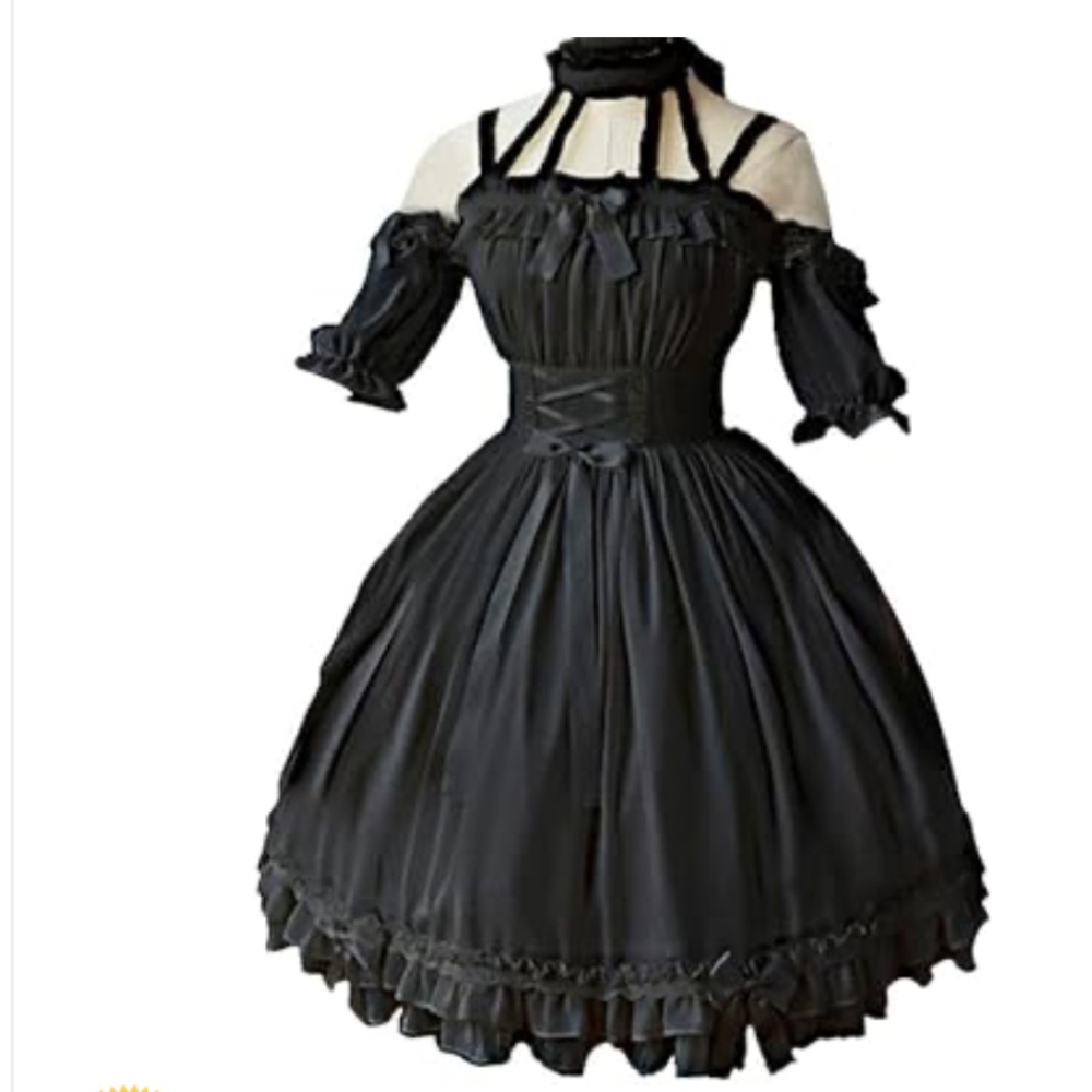 Vintage Style Lolita Halloween Gothic Elegant caged choker corset style dress S - Picture 4 of 15